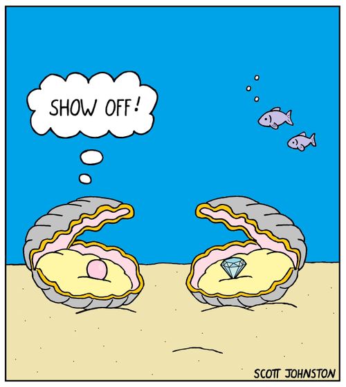 An oyster shows off it has a diamond instead of a pearl.