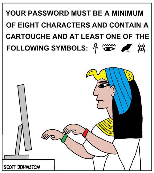 "Your password must be a minimum of eight characters and contain a cartouche and at least one of the following symbols:"