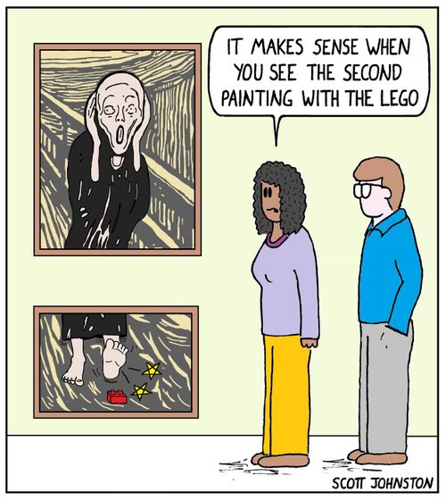 "It makes sense when you see the second painting with the lego."