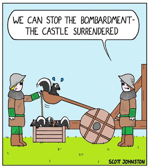 "We can stop the bombardment - the castle surrendered."