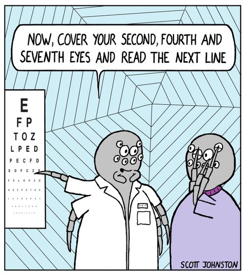 "Now, cover your second, fourth and seventh eyes and read the next line."