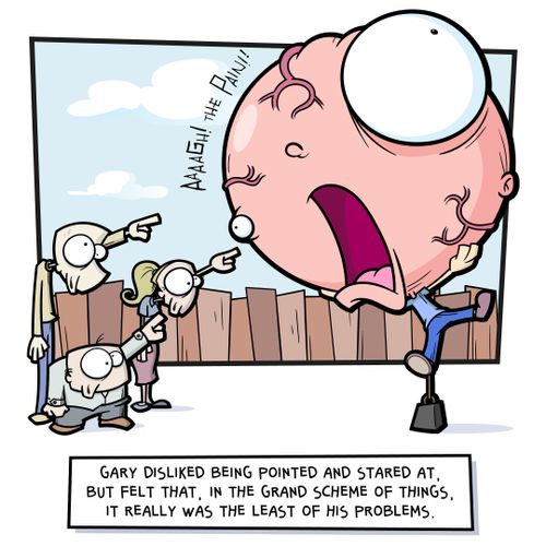 Gary disliked being pointed and stared at, but felt that, in the grand scheme of things, it was really the least of his problems.