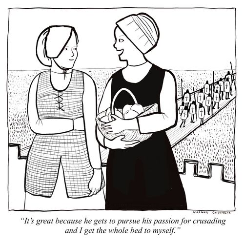 "It's great because he gets to pursue his passion for crusading and I get the whole bed to myself."