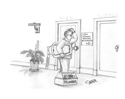 Plumber at the Gender Neutral Bathrooms