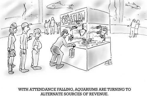 With attendance falling, aquariums are turning to alternate sources of revenue.
