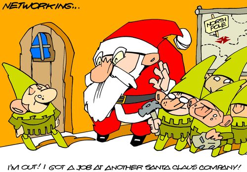 "I'm out! I got a job at another Santa Claus company!"