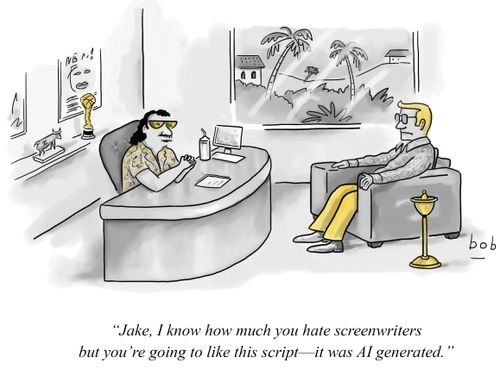 "Jake, I know how much you hate screenwriters but you're going to like this script - it was AI generated."