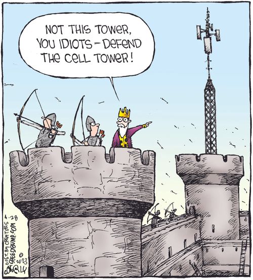 "Not this tower, you idiots - defend the cell tower!"