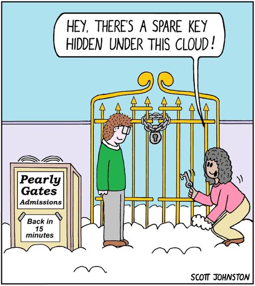 "Hey, there's a spare key hidden under this cloud!"