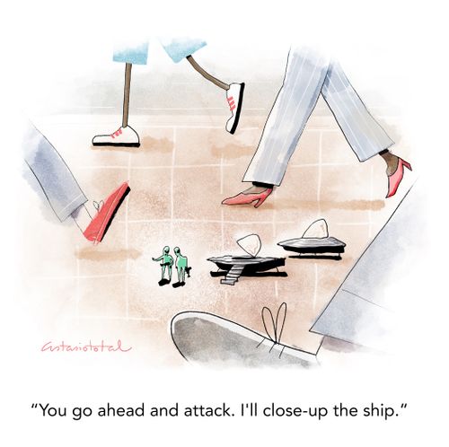 "You go ahead and attack. I'll close-up the ship."