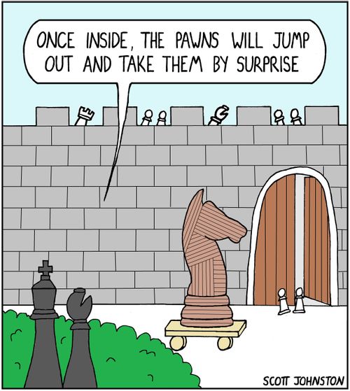 "Once inside, the pawns will jump out and take them by surprise."