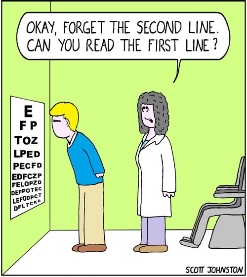 "Okay, forget the second line. Can you read the first line?"