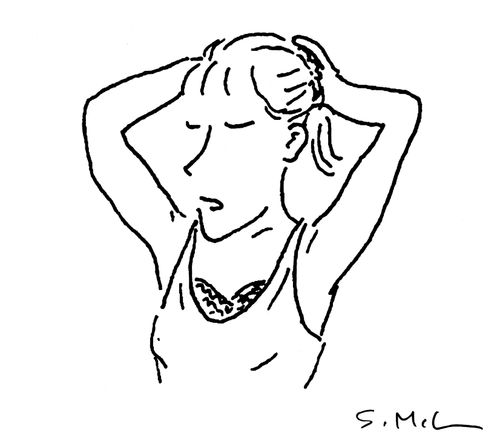 Woman with pony tail. 