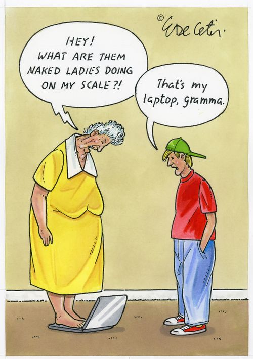 "Hey! What are them naked ladies doing on my scale?!"