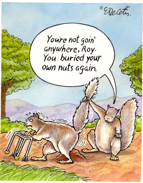 "You're not goin' anywhere, Roy. You buried your own nuts again."