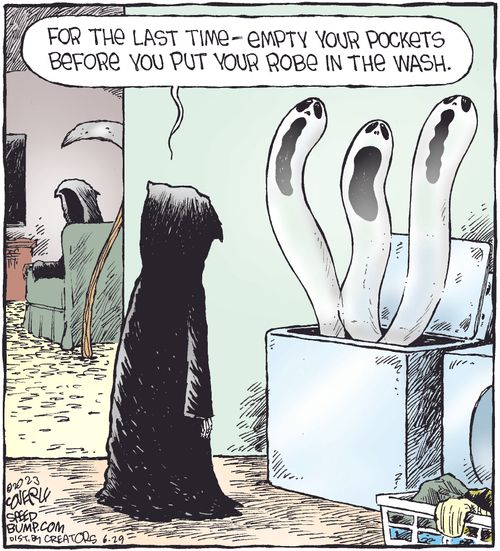 "For the last time-empty your pockets before you put your robe in the wash."