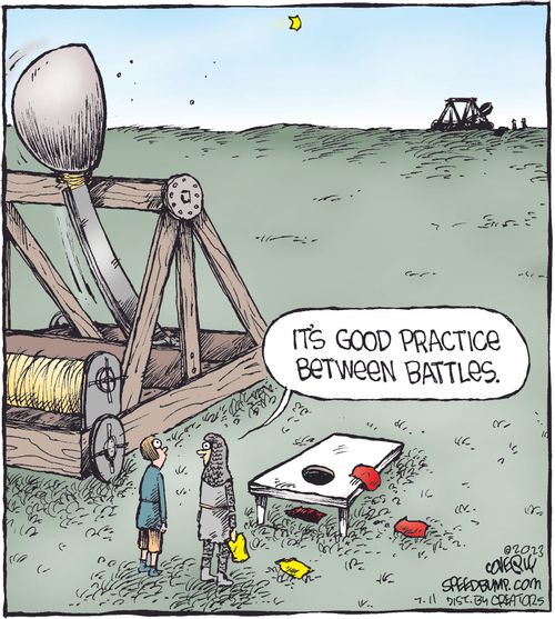 "It's good practice between battles."
