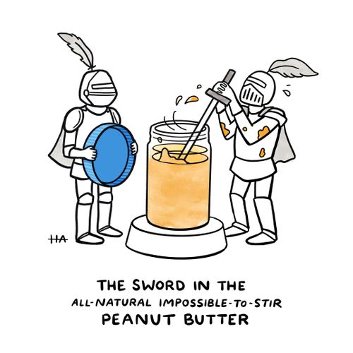 The sword in the all-natural impossible-to-stir peanut butter.