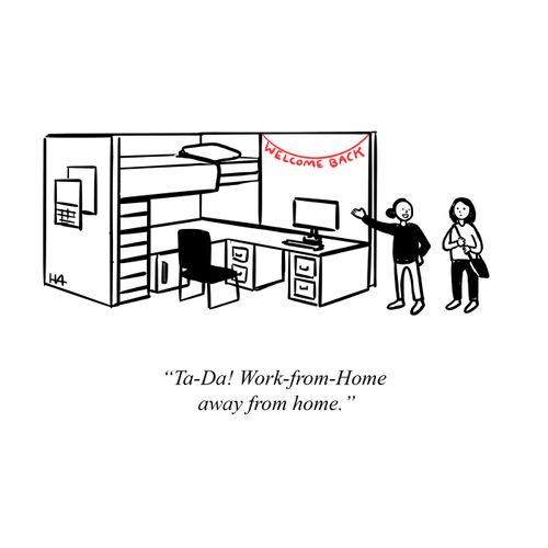 "Ta-da! Work-from-Home away from home."
