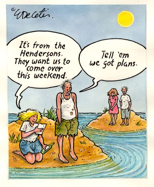 "It's from the Hendersons. They want us to come over this weekend."