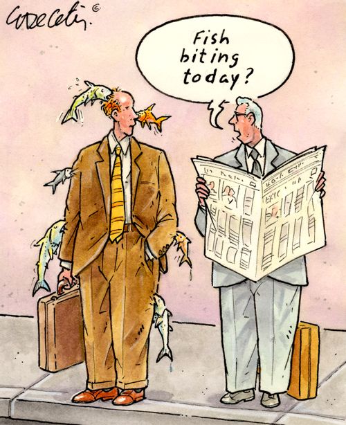 "Fish biting today?"