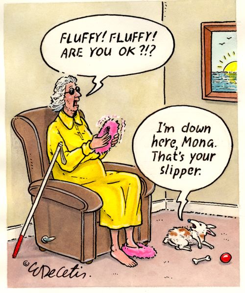 "I'm down here, Mona. That's your slipper."
