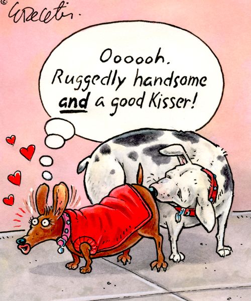 "Ooooooh. Ruggedly handsome and a good kisser!"