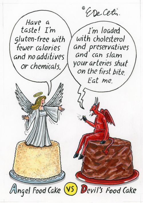 Angel's Food cake vs Devil's food cake.