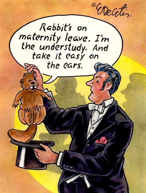 "Rabbit's on maternity leave. I'm the understudy. And take it easy on the ears."