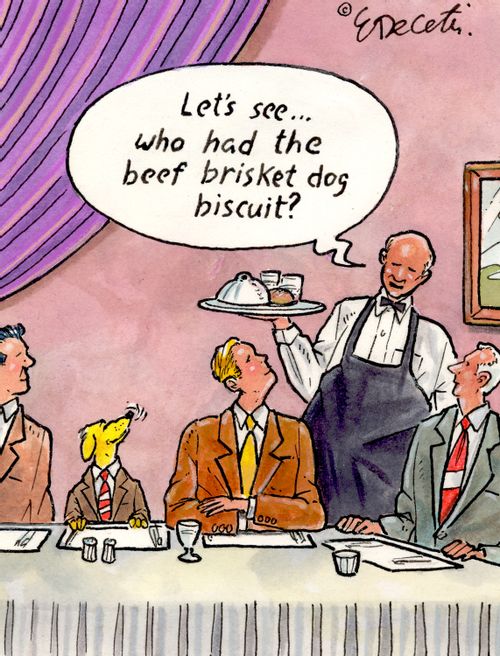 "Let's see....Who had the beef brisket dog biscuit?"