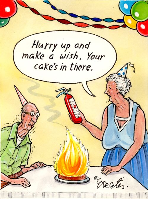 "Hurry up and make a wish. Your cake's in there."