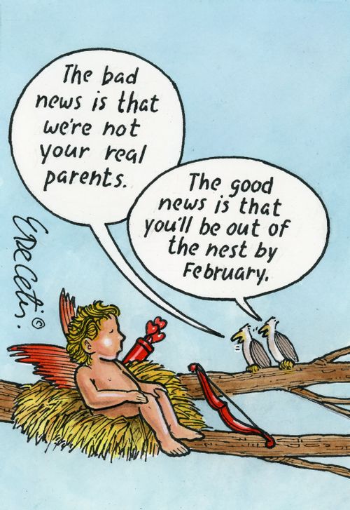 "The bad news is that we're not your real parents. . . The good news is that you'll be out of the nest by February."