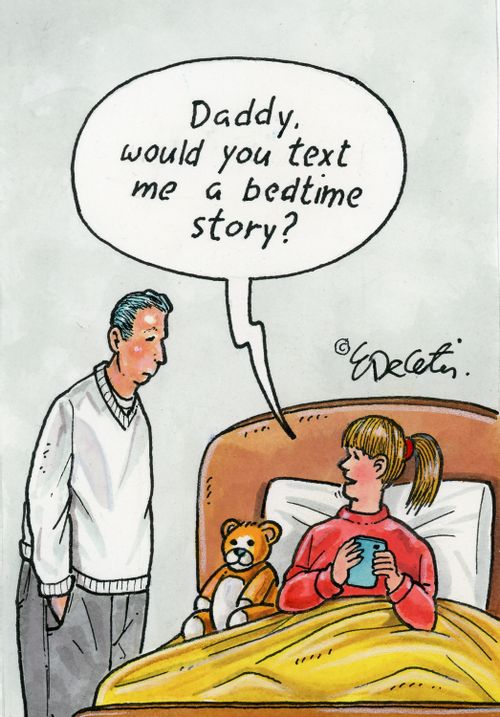 "Daddy, would you text me a bedtime story?"