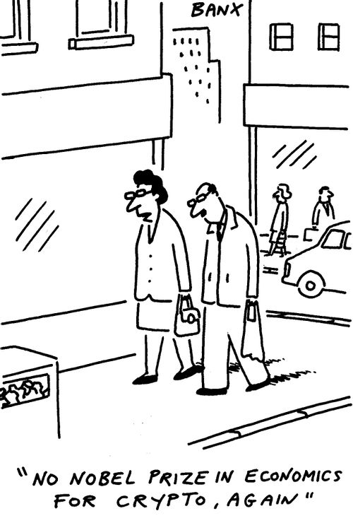 "No Nobel Prize in economics fro crypto, again."