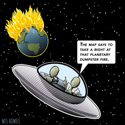 "The map says to take a right at that planetary dumpster fire."