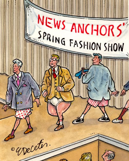 "News anchors' spring fashion show"