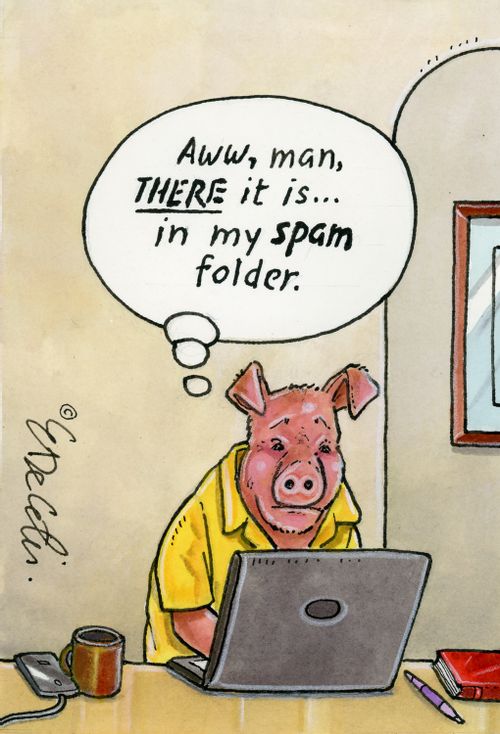 "Aww, man, there it is... in my spam folder."