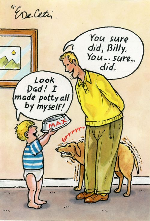 "Look Dad! I made potty all by myself!"