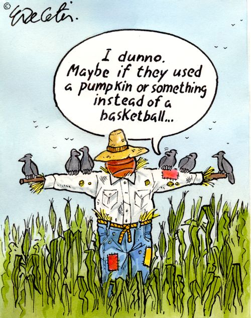 "I dunno. Maybe if they used a pumpkin or something instead of a basketball..."
