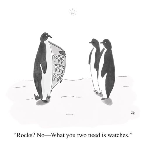 "Rocks? No - What you two need is watches."