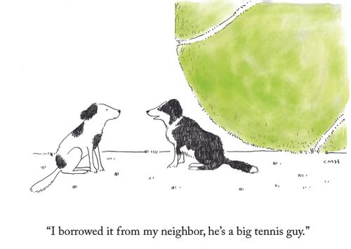 "I borrowed it from my neighbor, he's a big tennis guy."