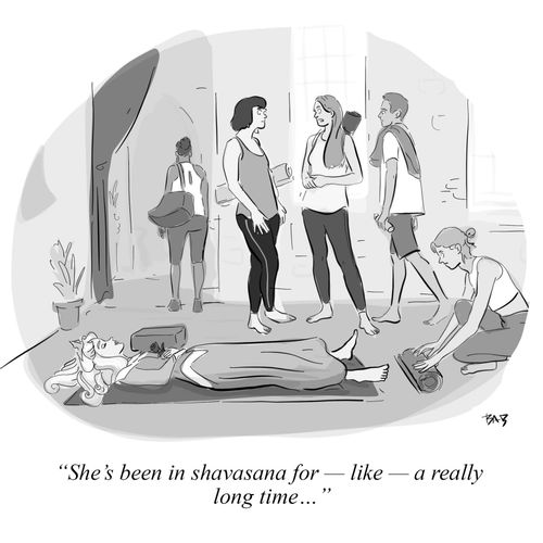 "She's been in shavasana for - like - a really long time...."