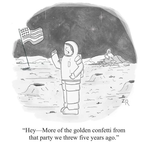 "Hey -- More of the golden confetti from that party we threw five years ago."