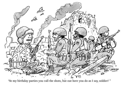 "At my birthday parties you call the shots, but out here you do as I say, soldier!"