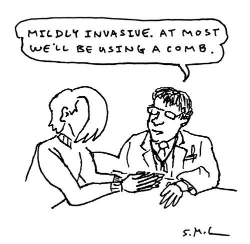 "Mildly invasive. At most we'll be using a comb."