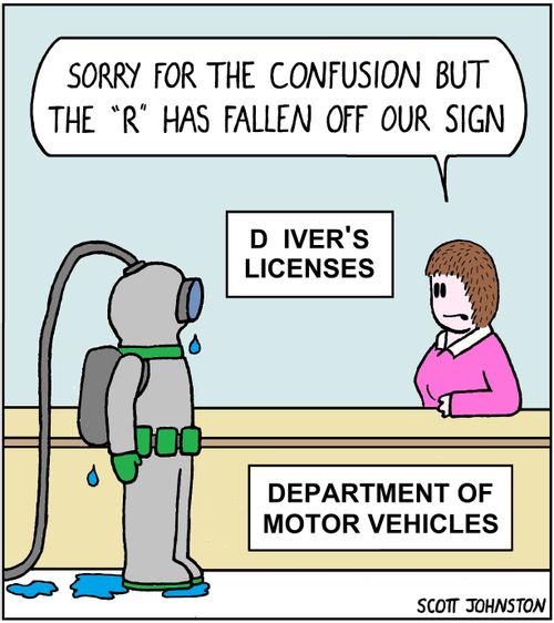 “Sorry for the confusion but the “R” has fallen off our sign.”
