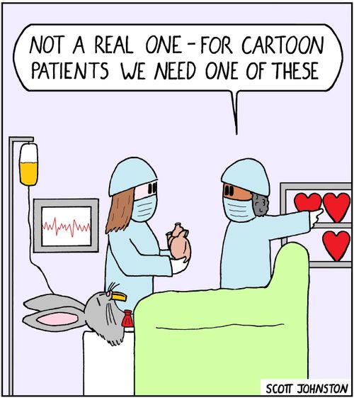 "Not a real one - for cartoon patients we need one of these."