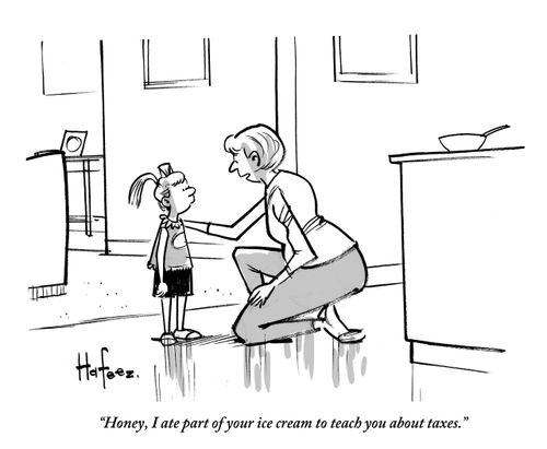 "Honey, I ate part of your ice cream to teach you about taxes."