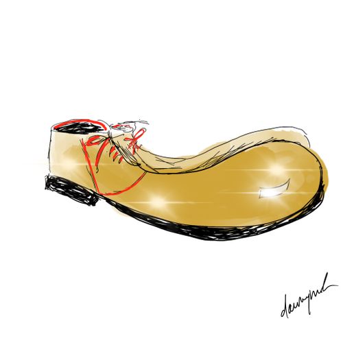 A large pair of clown shoes.