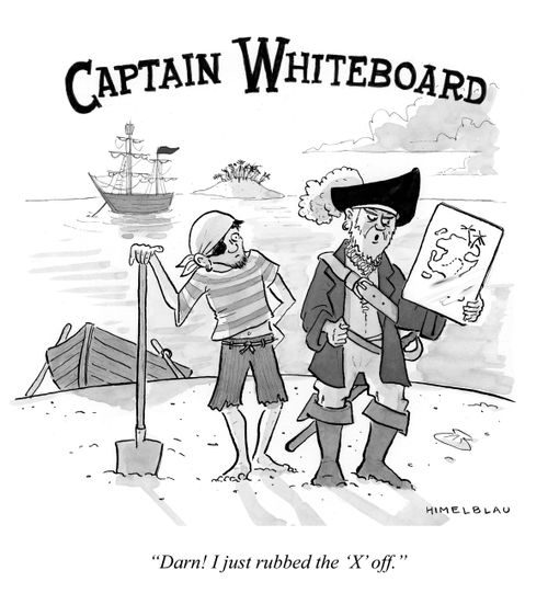 Captain Whiteboard. "Darn! I just rubbed the 'X' off."